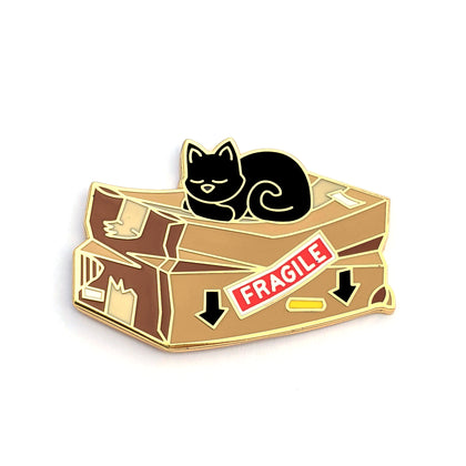 Fragile Box Cat - Hard Enamel Pin