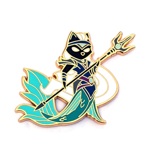 Pisces Zodiac - Cat Mermaid Fighter Paladin Class - RPG Black Cat S4 - Hard Enamel Pin