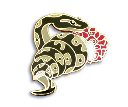 Snake with Bouquet of Roses - Hard Enamel Pin