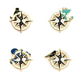 Teal Octopus on Compass Rose - Hard Enamel Pin