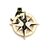 Cat on Compass Rose - Hard Enamel Pin