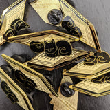 Black Cat Sleeping on Book - Hard Enamel Pin