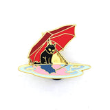 Umbrella Puddle Cat - Hard Enamel Pin
