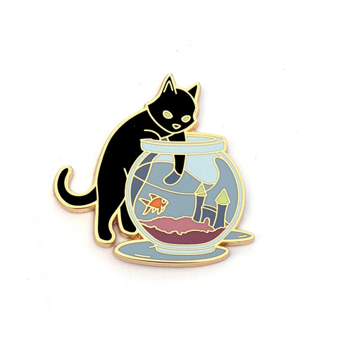 Fishbowl Cat- Hard Enamel Pin
