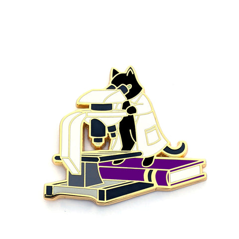 Microbiology Cat - Purple Book - Hard Enamel Pin