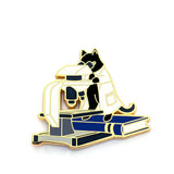 Microbiology Cat - Dark Blue Book - Hard Enamel Pin