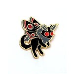 Mothman Cat - Hard Enamel Pin - Red Glitter Pin