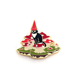 Gnome Cat with Mushrooms - Hard Enamel Pin