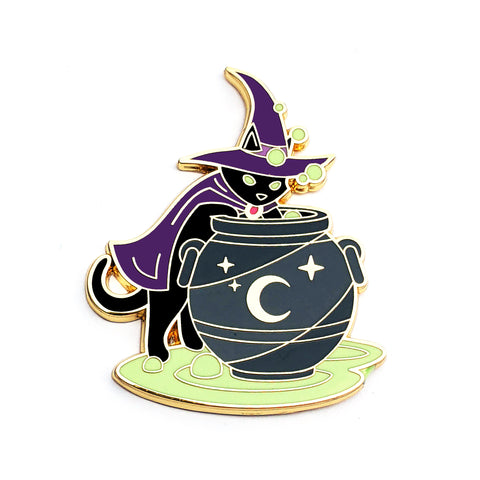 Bubble Witch Cat Cauldron Pin - Hard Enamel Pin