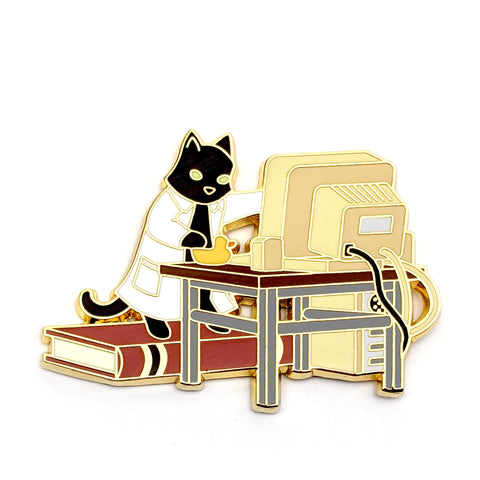 Retro Computer Science Cat - Hard Enamel Pin