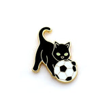 Cat with Soccer Ball Pin - Cat with Football Pin - Hard Enamel Pin