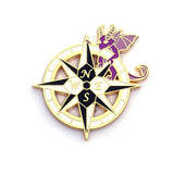 Purple Dragon on Compass Rose - Hard Enamel Pin