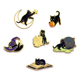 Witch Cat Moon Hat Pin - Hard Enamel