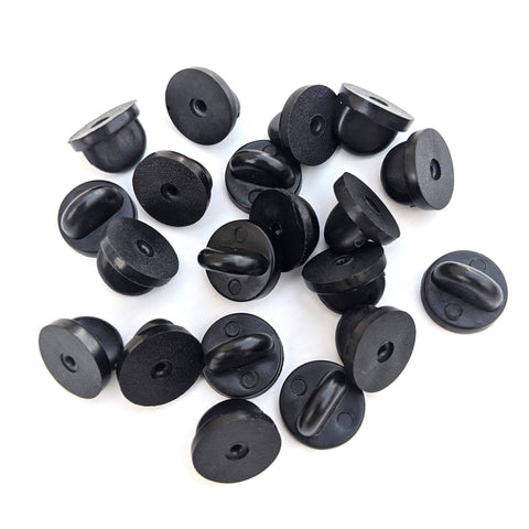 50 Pack of Black Rubber Pin Backs