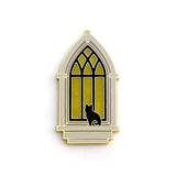 Gothic Window Cat - Hard Enamel Pin