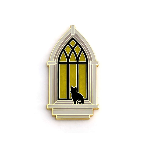 Gothic Window Cat - Hard Enamel Pin